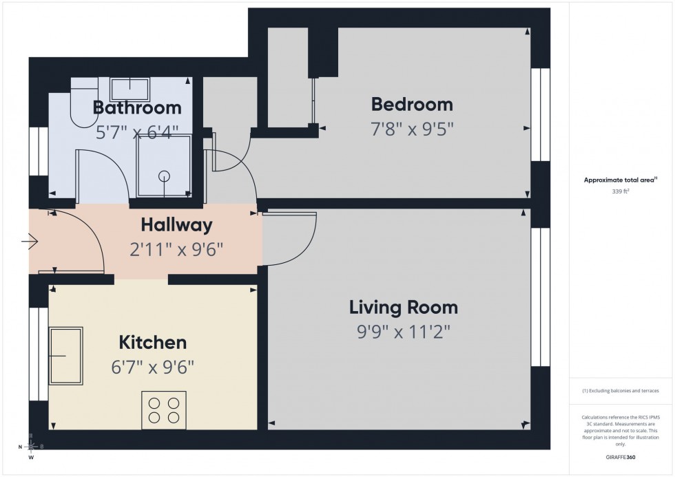 Floorplan for Porlock Place, Calcot, RG31