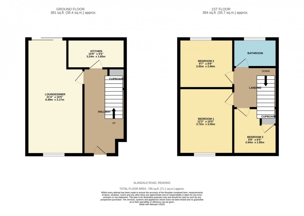 Floorplan for Alandale Close, Reading, RG2